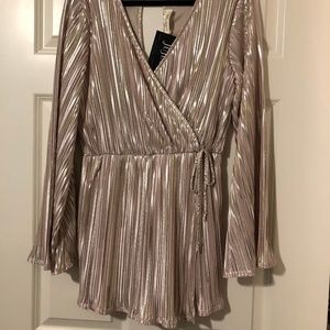 Long Sleeve Metallic Romper